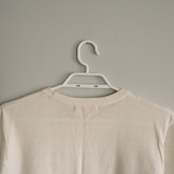 Joe Fresh Women's Sz 1X White Camouflage Crewneck Ribbed Knit Stretch Sweater - Picture 6 of 10